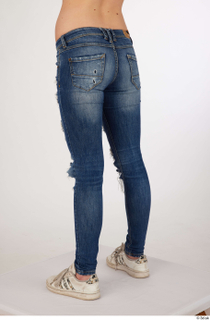  Olivia Sparkle blue jeans with holes casual dressed leg lower body white sneakers 0004.jpg
